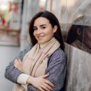 Woman portrait walking in the street